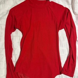 Red turtle neck bodysuit